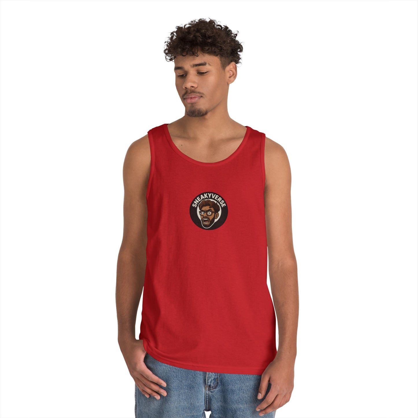 Unisex Heavy Cotton Tank Top Sneakyverse Shout front (10 colors)