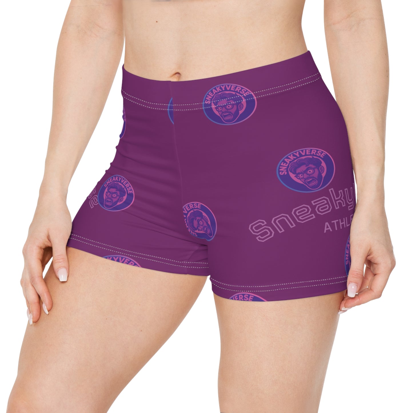 Women's Shorts SneakyVerse Athletics Shout Maroon gradient