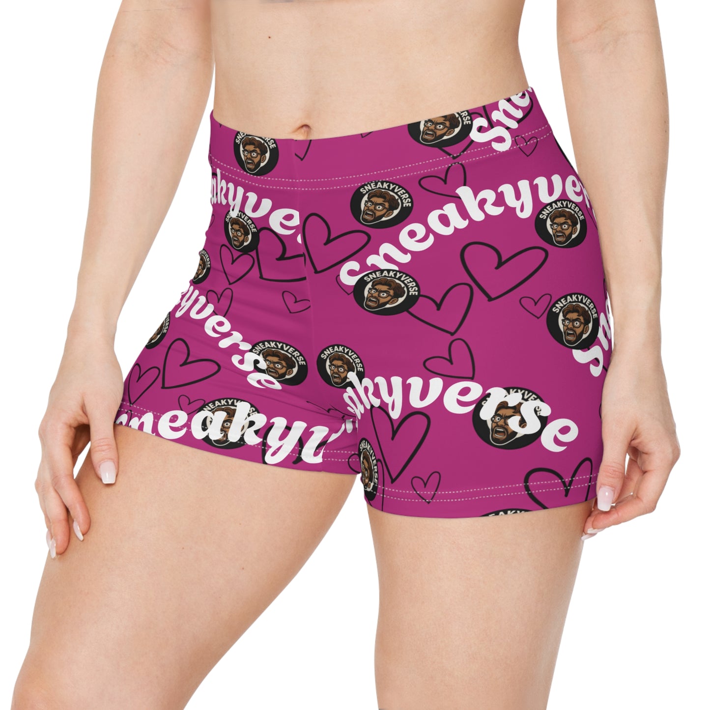 Women's Shorts SneakyVerse Shout Hearts Dark Pink