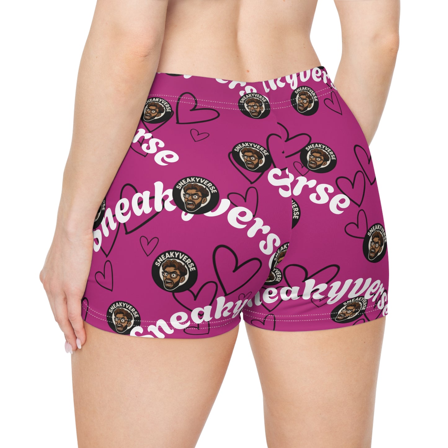 Women's Shorts SneakyVerse Shout Hearts Dark Pink