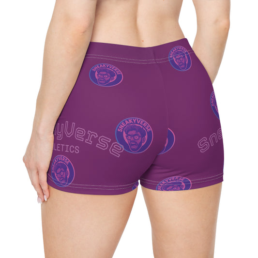 Women's Shorts SneakyVerse Athletics Shout Maroon gradient