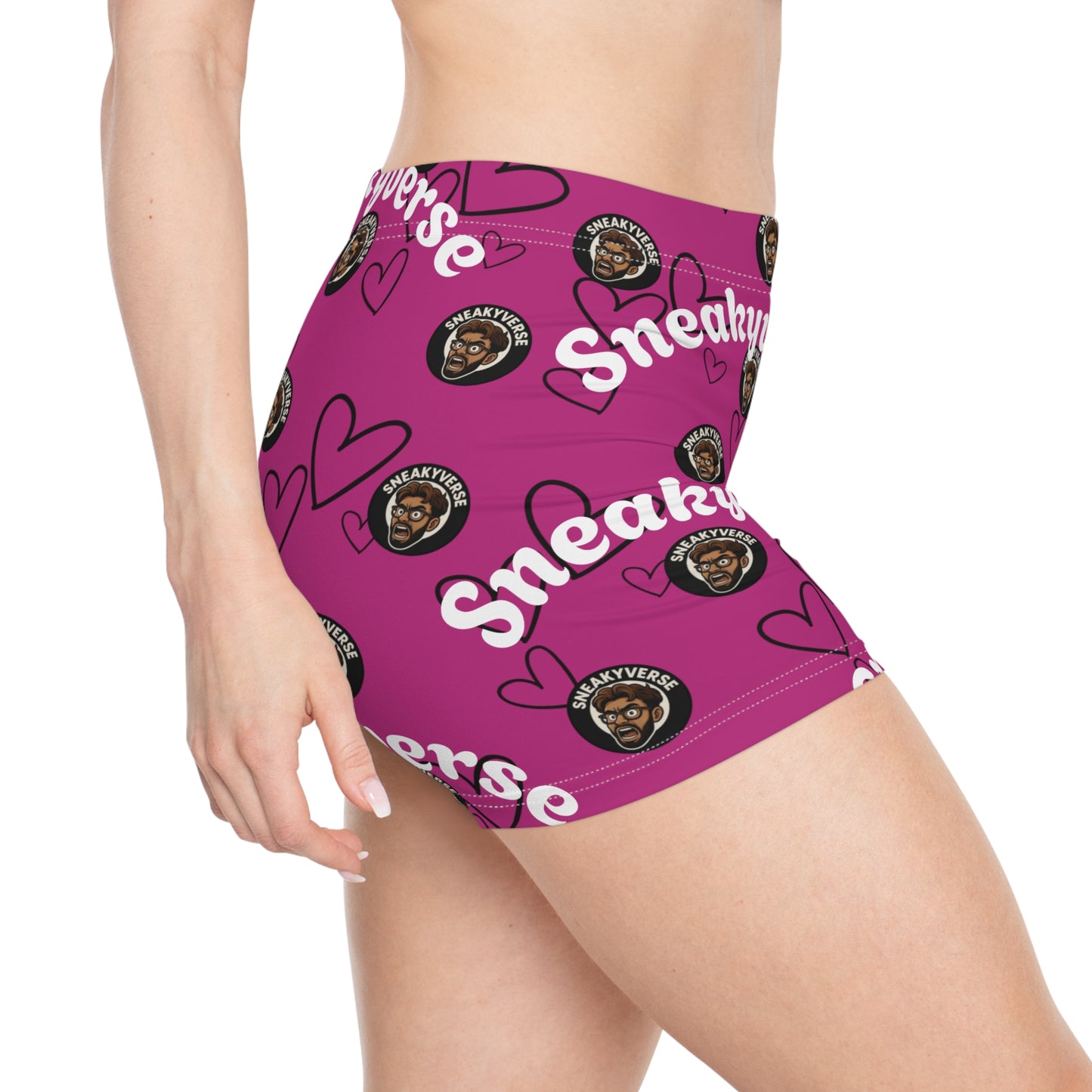 Women's Shorts SneakyVerse Shout Hearts Dark Pink