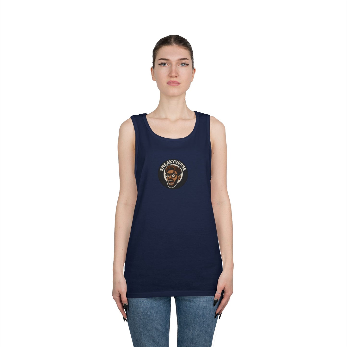 Unisex Heavy Cotton Tank Top Sneakyverse Shout front (10 colors)