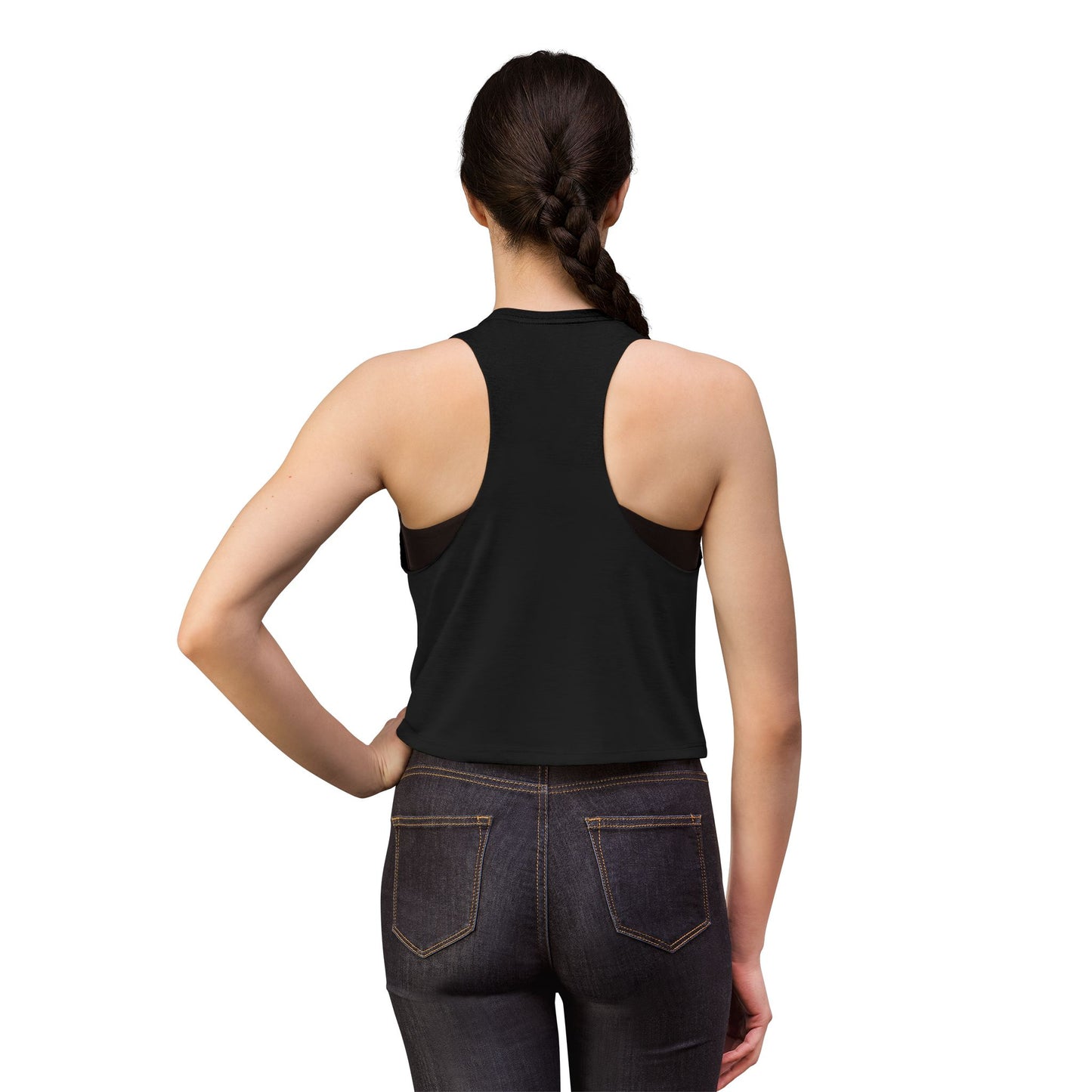 Women's Crop Tank SneakyVerse Athletics Shout logo front Black/Blue