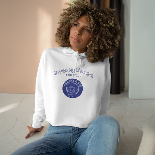 Crop Hoodie SneakyVerse Athletics Shout logo White/Blue Gray/Blue