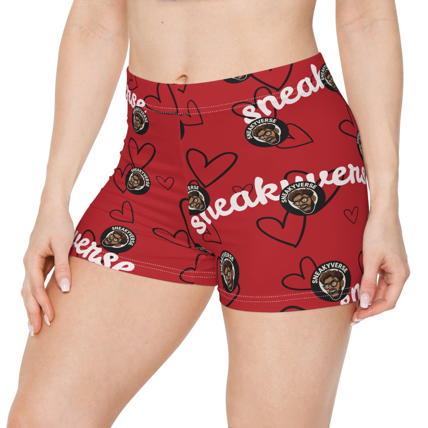 Women's Shorts SneakyVerse Shout Hearts Red
