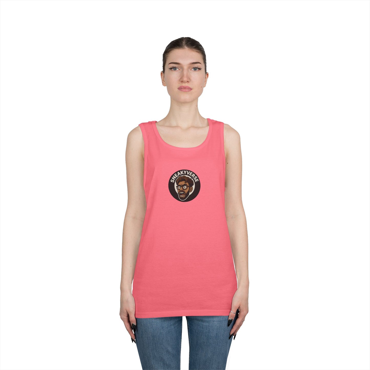 Unisex Heavy Cotton Tank Top Sneakyverse Shout front (10 colors)