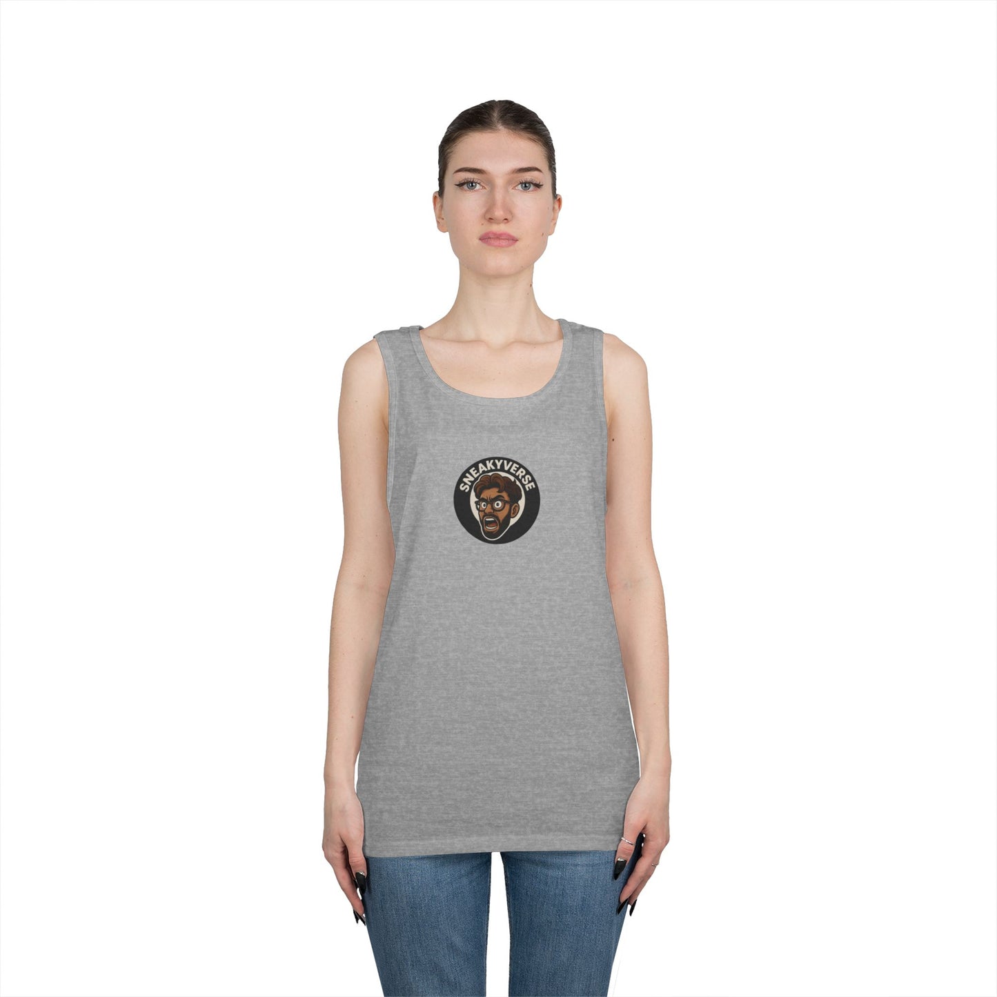 Unisex Heavy Cotton Tank Top Sneakyverse Shout front (10 colors)