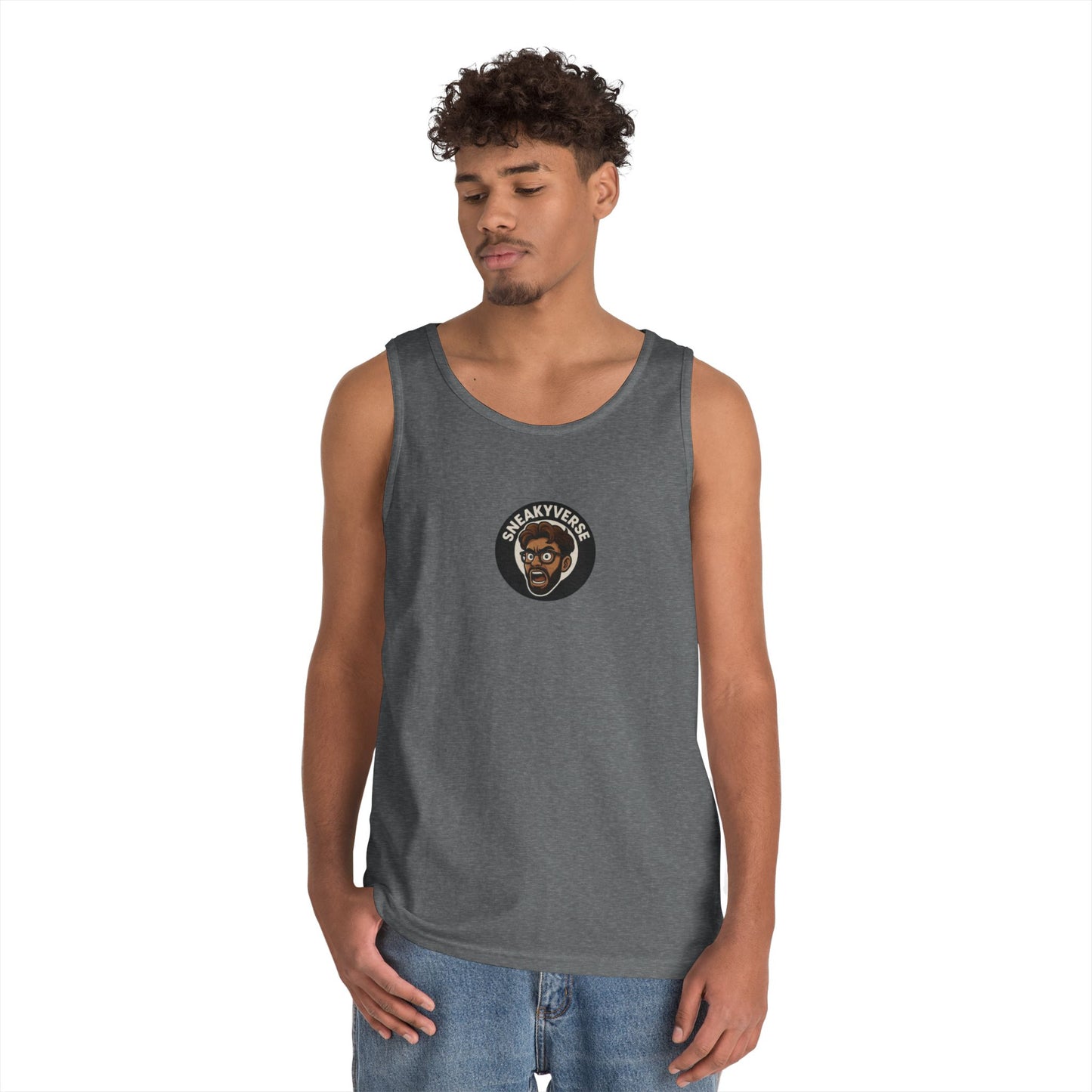 Unisex Heavy Cotton Tank Top Sneakyverse Shout front (10 colors)