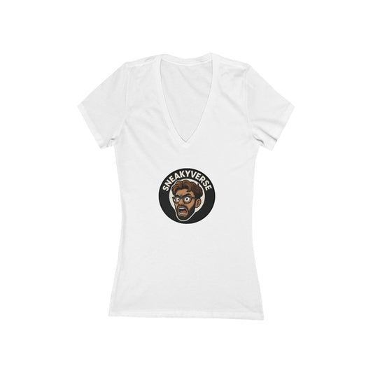 Ladies Deep V-neck T-Shirt  SneakyVerse Shout logo front