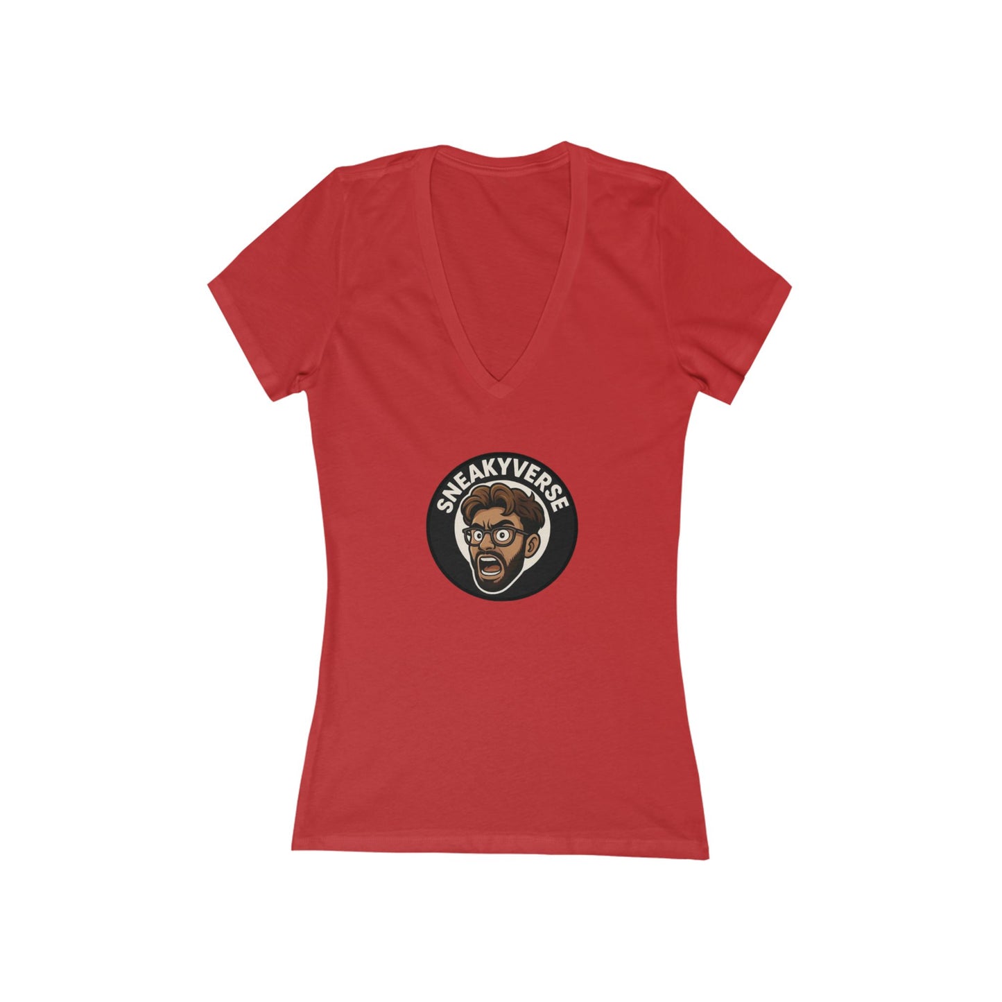 Ladies Deep V-neck T-Shirt  SneakyVerse Shout logo front