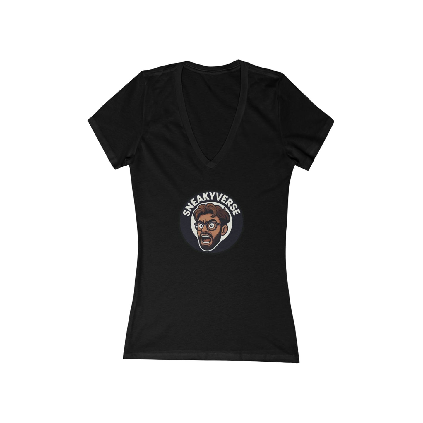 Ladies Deep V-neck T-Shirt  SneakyVerse Shout logo front