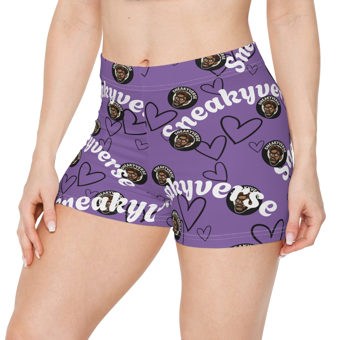 Women's Shorts SneakyVerse Shout Hearts Light Purple