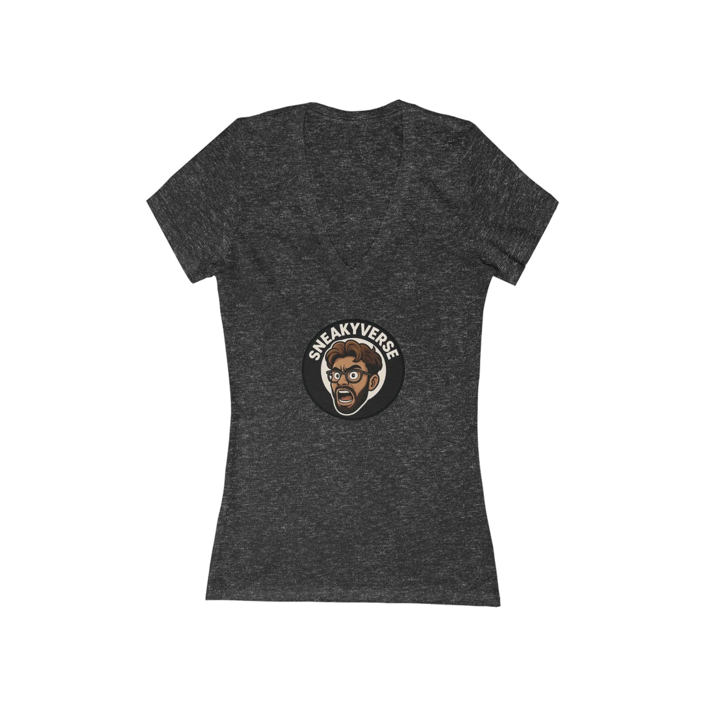 Ladies Deep V-neck T-Shirt  SneakyVerse Shout logo front