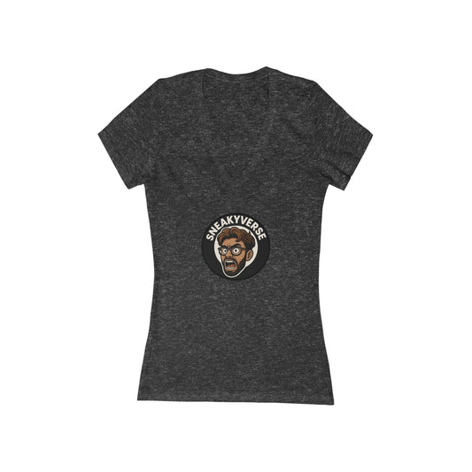 Ladies Deep V-neck T-Shirt  SneakyVerse Shout logo front