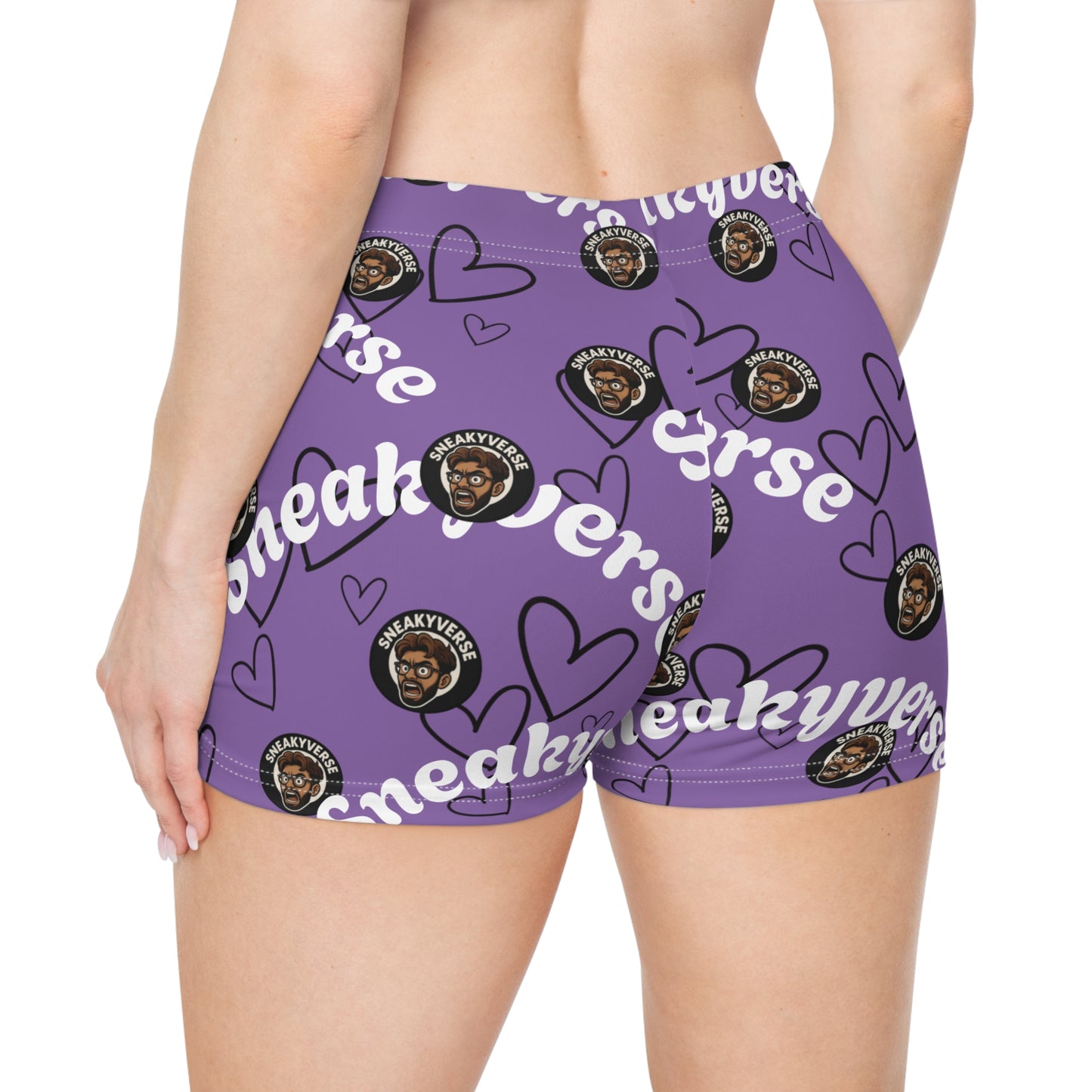 Women's Shorts SneakyVerse Shout Hearts Light Purple